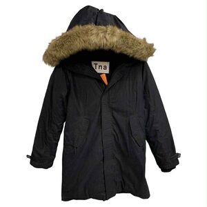 TNA Black Parka with Faux Fur Trim